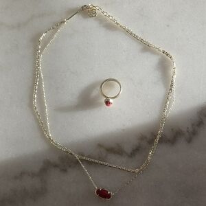 Kendra Scott Gold and Red Jewelry Set